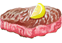肉通販イラスト18ステーキ肉レモン250