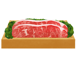 肉通販イラスト1-250-赤ステーキ肉木箱